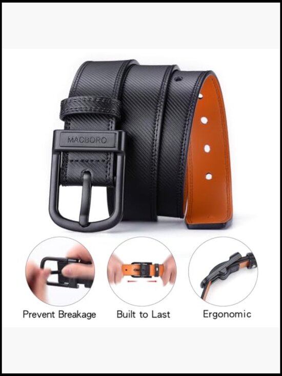 TSA Approved Non Metal Belt - Hypoallergenic Plastic Buckle Travel Leather Belt main image 5